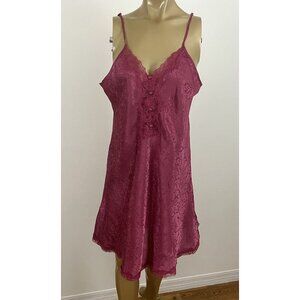 Vintage Jaclyn Smith Sleepwear Women's XL Mauve Pink Satin Short Gown Chemise